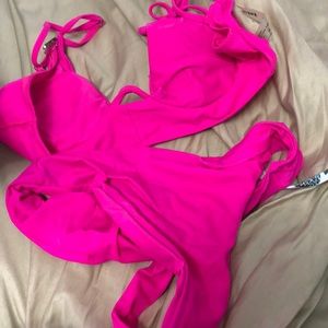 Hot pink push up bikini set